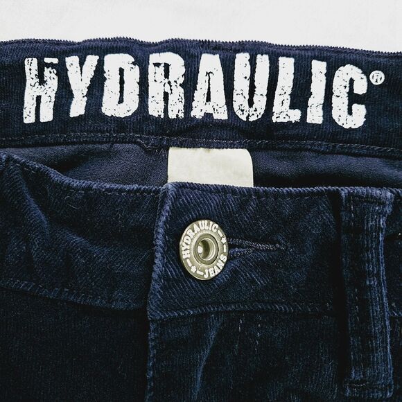 Hydraulic Womens Corduroy Pants Blue Size 6 Cotton Blend Stretch Pockets Button - Picture 6 of 12